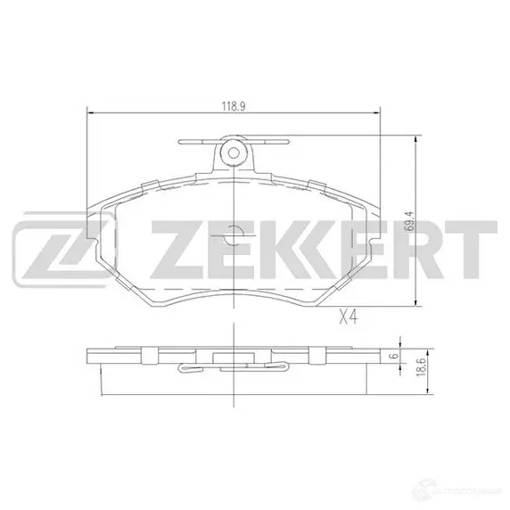 Тормозные колодки дисковые, комплект ZEKKERT XVTETO 6 BS-2387 1437995207 изображение 0