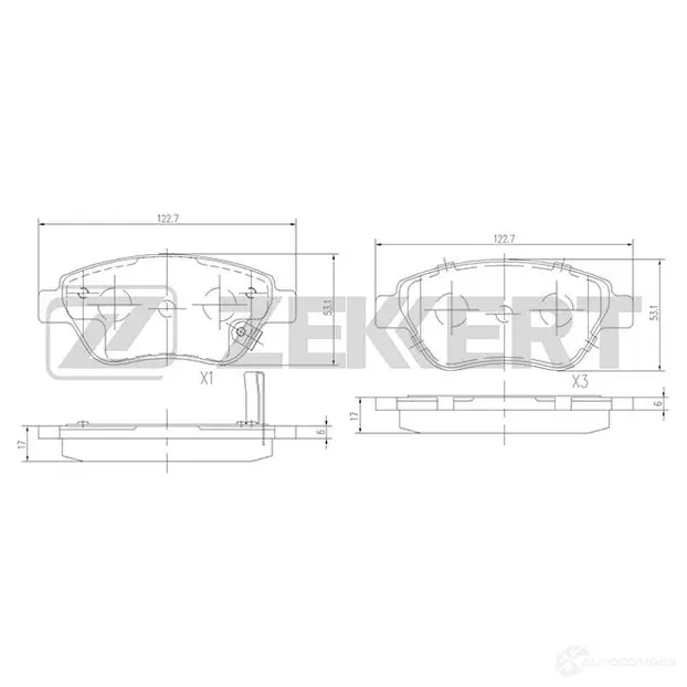 Тормозные колодки дисковые, комплект ZEKKERT 4316395 JZQI 4J BS-2343 изображение 0