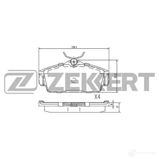 Тормозные колодки дисковые, комплект ZEKKERT Z97 E4ZZ BS-2313 4316391 изображение 0