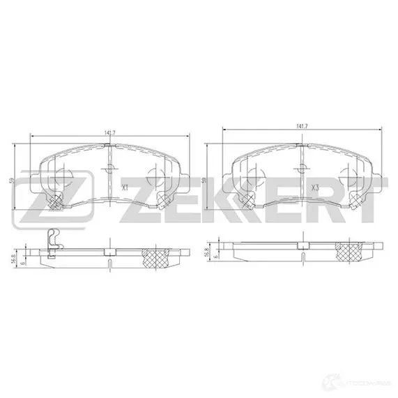 Тормозные колодки дисковые, комплект ZEKKERT VN2R 8C BS-2296 4316390 изображение 0