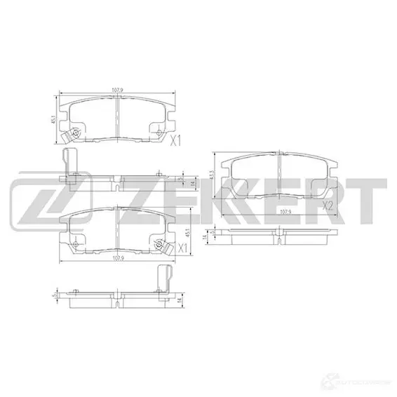 Тормозные колодки дисковые, комплект ZEKKERT 4316382 8Q93 M5K BS-2219 изображение 0