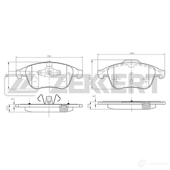 Тормозные колодки дисковые, комплект ZEKKERT BS-2163 1275148165 P2 5S1H изображение 0