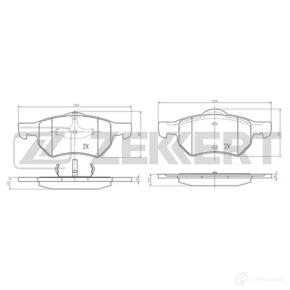 Тормозные колодки дисковые, комплект ZEKKERT I7N1 B 1275147497 BS-2106