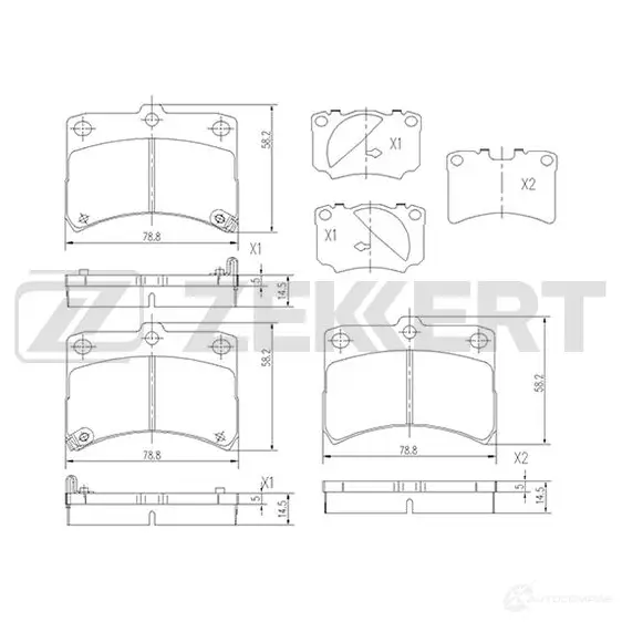 Тормозные колодки дисковые, комплект ZEKKERT GCC6LQ B 1275147379 BS-2102