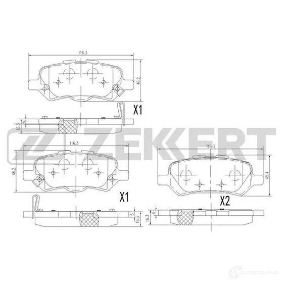 Тормозные колодки дисковые, комплект ZEKKERT HP0B ES3 1275147263 BS-2096 изображение 0