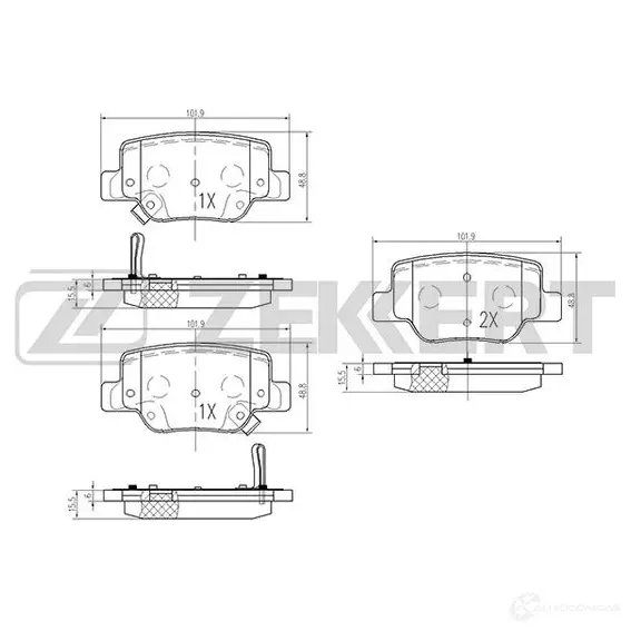 Тормозные колодки дисковые, комплект ZEKKERT 1275147261 BS-2095 KXE 6WFC