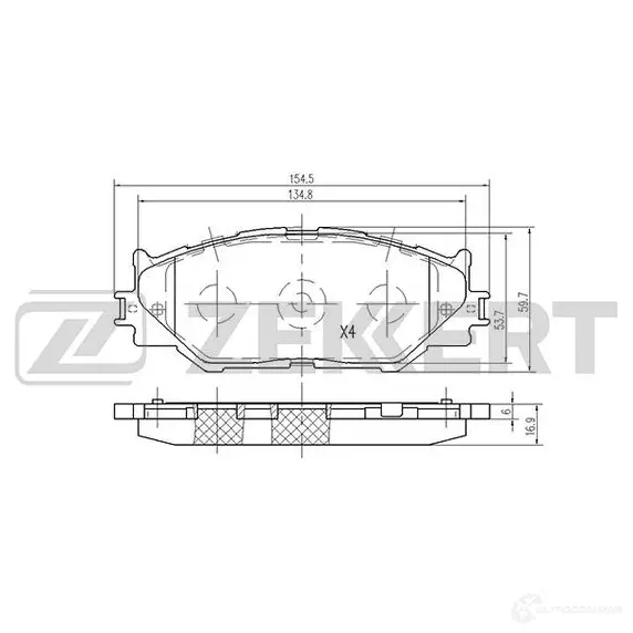 Тормозные колодки дисковые, комплект ZEKKERT 1275147227 MT234 R BS-2092 изображение 0