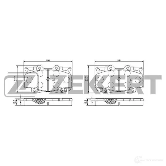 Тормозные колодки дисковые, комплект ZEKKERT BS-2077 4 UWL797 1275146889 изображение 0