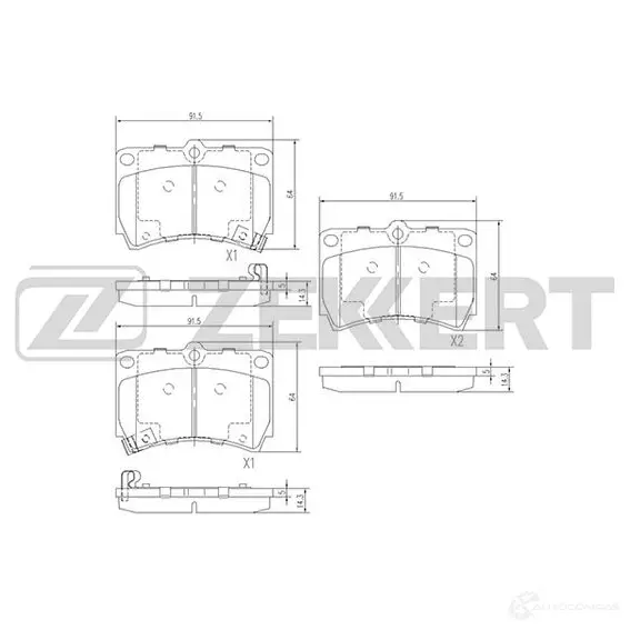 Тормозные колодки дисковые, комплект ZEKKERT BS-2030 3DL 5M6 4316373