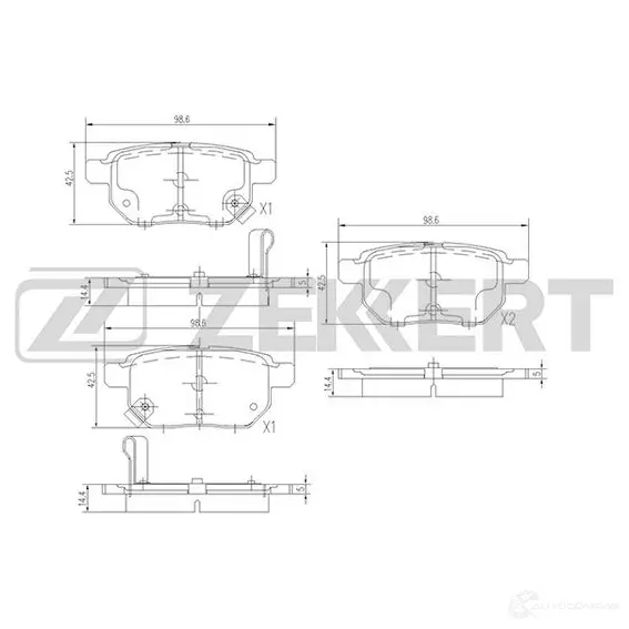 Тормозные колодки дисковые, комплект ZEKKERT 7H4 EK BS-1973 4316368 изображение 0