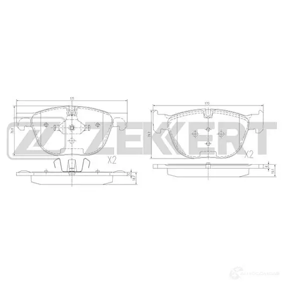 Тормозные колодки дисковые, комплект ZEKKERT PC IU3 BS-1947 1275146091 изображение 0