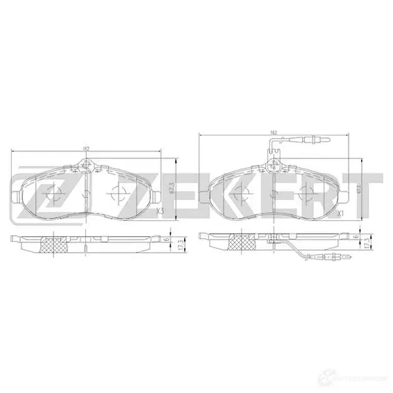 Тормозные колодки дисковые, комплект ZEKKERT 0P 1PJ BS-1943 1275146043