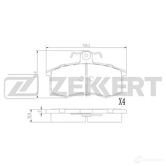 Тормозные колодки дисковые, комплект ZEKKERT F 5PKE 4316367 BS-1927 изображение 0