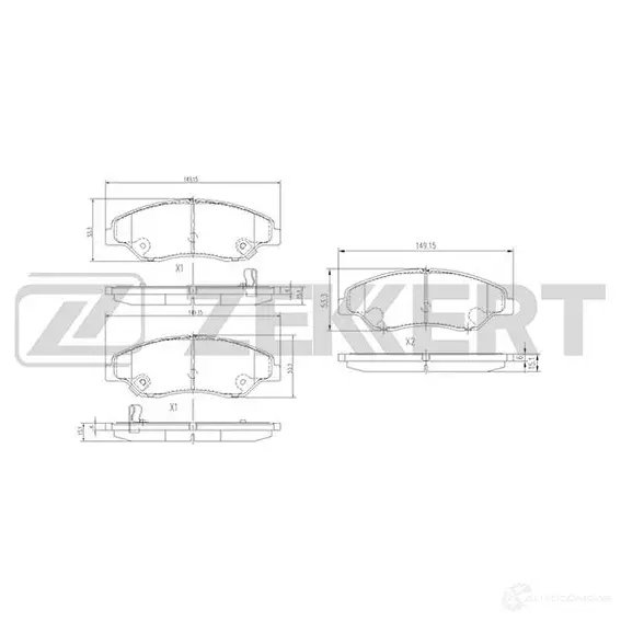 Тормозные колодки дисковые, комплект ZEKKERT 0 X4CNKY 4316360 BS-1902 изображение 0