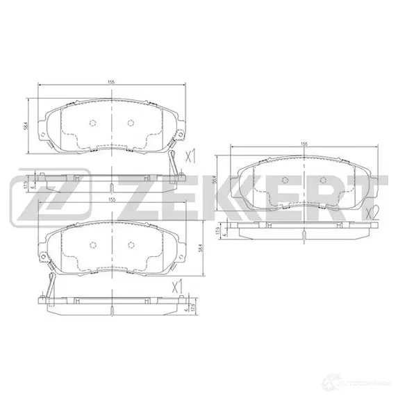 Тормозные колодки дисковые, комплект ZEKKERT 1275145923 BS-1882 1LM3 8FL изображение 0