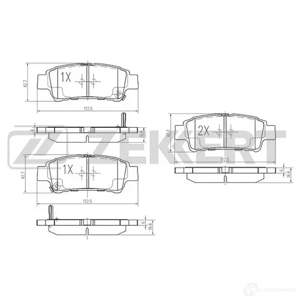 Тормозные колодки дисковые, комплект ZEKKERT TKF JN 1275145901 BS-1880