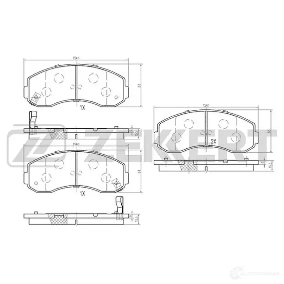 Тормозные колодки дисковые, комплект ZEKKERT BS-1876 S2A2 J0H 1275145851 изображение 0
