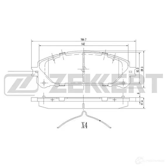 Тормозные колодки дисковые, комплект ZEKKERT BS-1872 1275145671 B E42ZH изображение 0