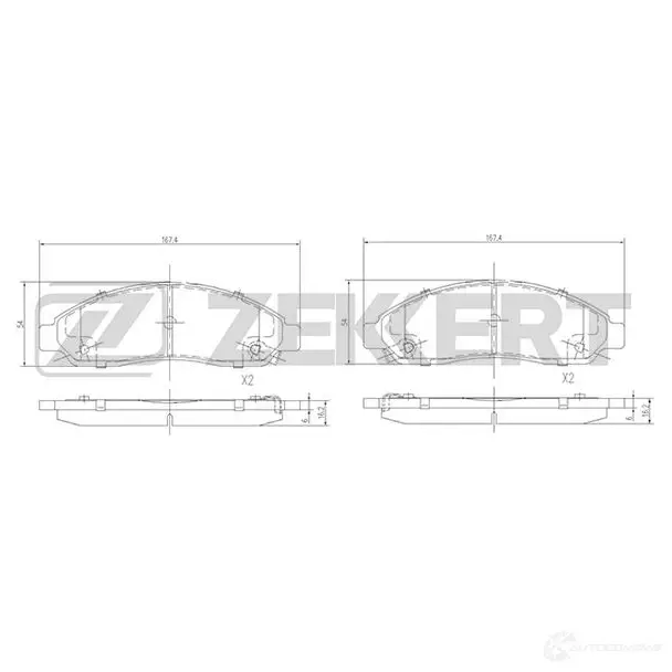 Тормозные колодки дисковые, комплект ZEKKERT BS-1856 HJGB T 4316359 изображение 0
