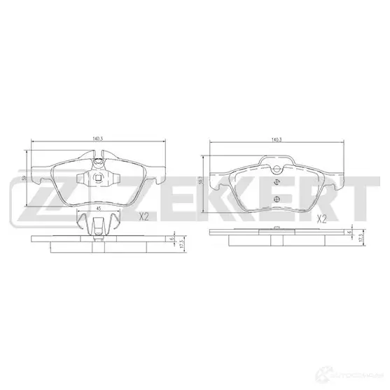 Тормозные колодки дисковые, комплект ZEKKERT MGOF F9 1439902325 BS-1835