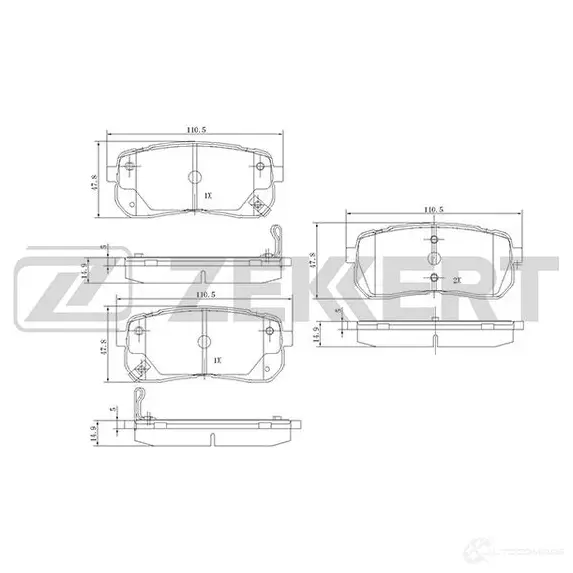 Тормозные колодки дисковые, комплект ZEKKERT 4316354 BS-1811 EQP UOYX изображение 0