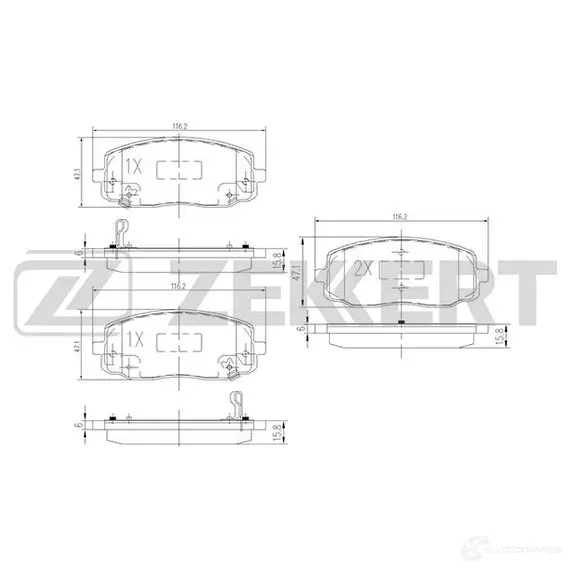 Тормозные колодки дисковые, комплект ZEKKERT 4316344 3UVZ XW5 BS-1790 изображение 0