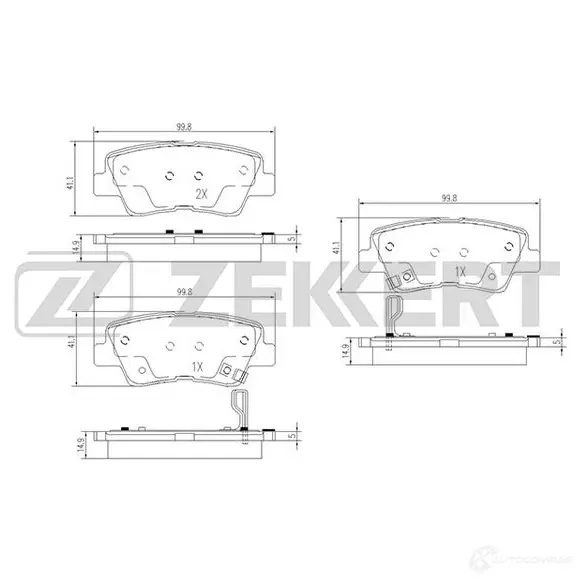 Тормозные колодки дисковые, комплект ZEKKERT INK0G 1 BS-1788 4316343 изображение 0