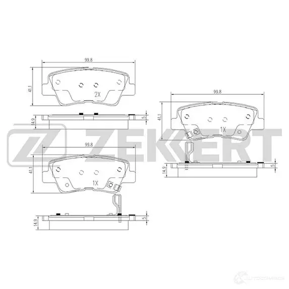 Тормозные колодки дисковые, комплект ZEKKERT BS-1781 4PO CCT 4316341 изображение 0