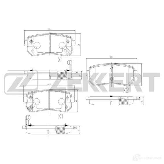 Тормозные колодки дисковые, комплект ZEKKERT BS-1759 4316333 B 5U73F изображение 0