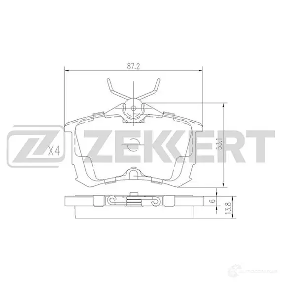 Тормозные колодки дисковые, комплект ZEKKERT BS-1736 6O2O P8 4316329 изображение 0
