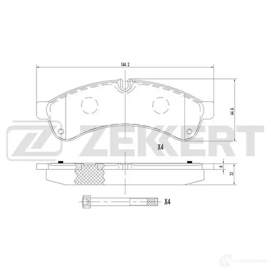 Тормозные колодки дисковые, комплект ZEKKERT 1437995662 BS-1689 D VSSWU изображение 0
