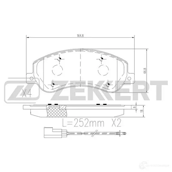 Тормозные колодки дисковые, комплект ZEKKERT 4316320 QFAHZ 8 BS-1680 изображение 0