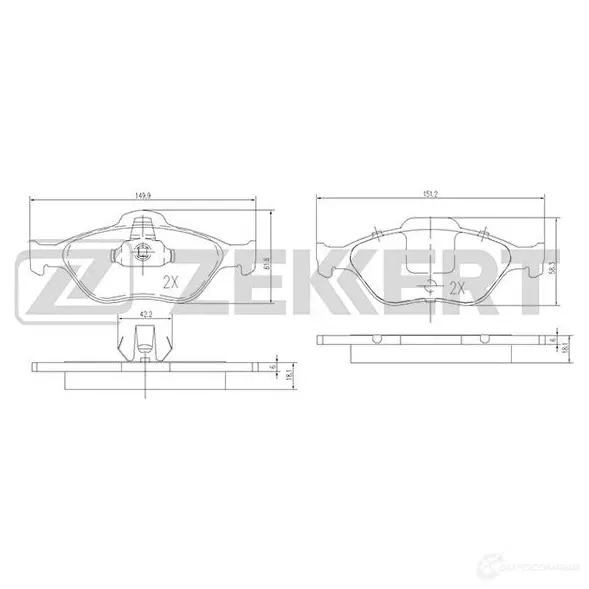 Тормозные колодки дисковые, комплект ZEKKERT NK GXZD BS-1652 4316315 изображение 0