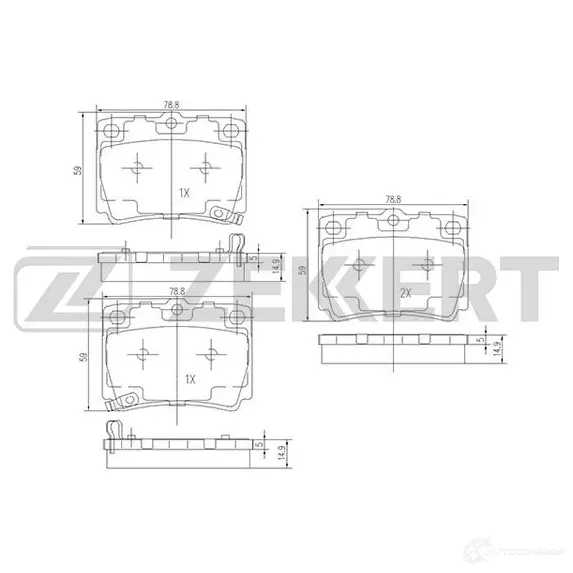 Тормозные колодки дисковые, комплект ZEKKERT BS-1637 4316314 JMOD 49