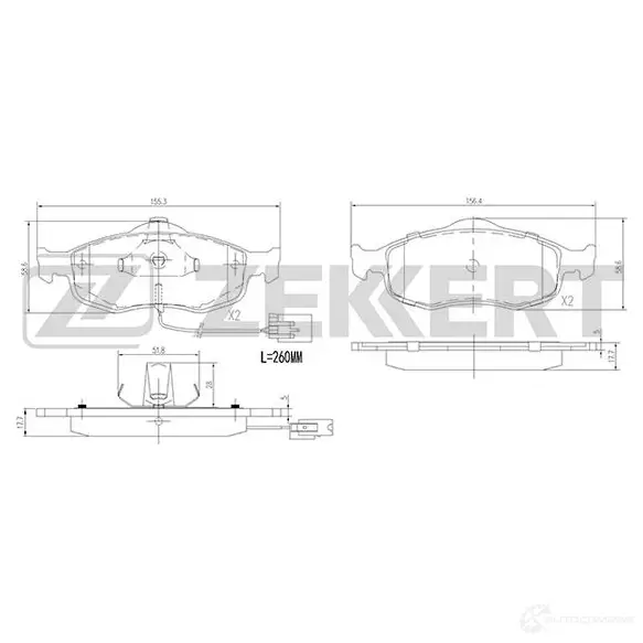 Тормозные колодки дисковые, комплект ZEKKERT 4316313 BS-1620 4Y XCXF изображение 0