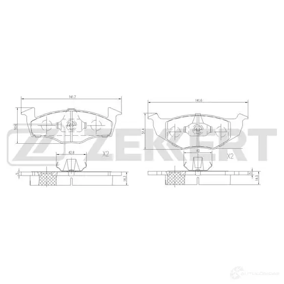 Тормозные колодки дисковые, комплект ZEKKERT BS-1571 1439902301 1J8 KXJ изображение 0