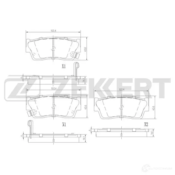 Тормозные колодки дисковые, комплект ZEKKERT BS-1559 V5R5 FW 1439902297