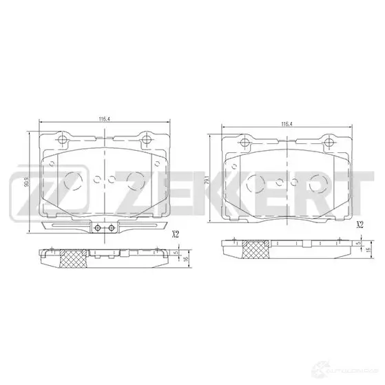 Тормозные колодки дисковые, комплект ZEKKERT K R4BV8D BS-1515 1439902280