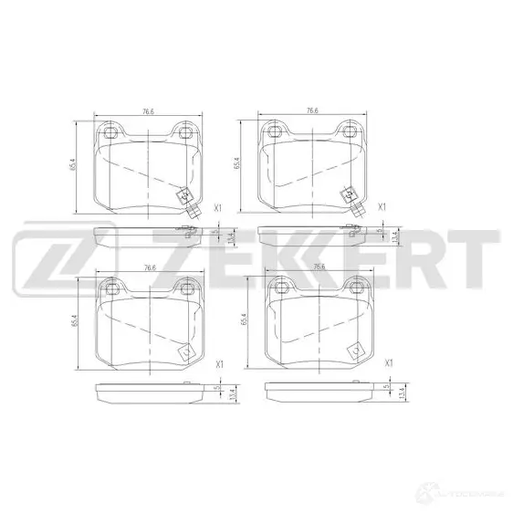 Тормозные колодки дисковые, комплект ZEKKERT BS-1510 1439902277 V 69VR09