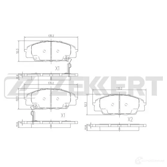 Тормозные колодки дисковые, комплект ZEKKERT 1439902275 BS-1505 0MS KA3E изображение 0