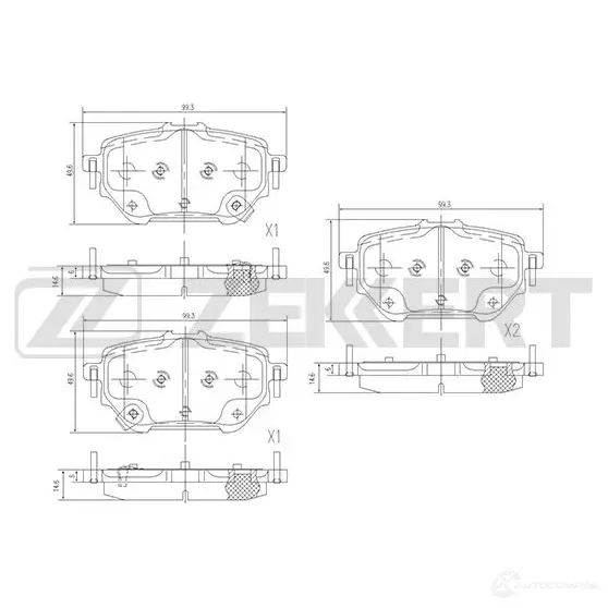 Тормозные колодки дисковые, комплект ZEKKERT 4PXE 5Y BS-1478 1439902273