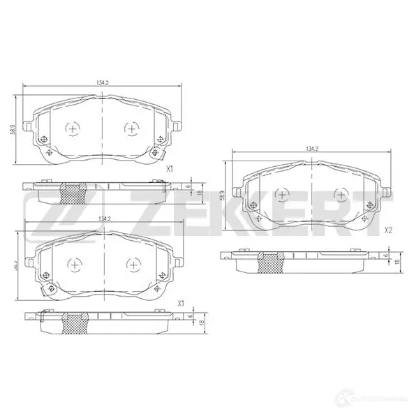 Тормозные колодки дисковые, комплект ZEKKERT 1439902272 TW3WP XB BS-1477