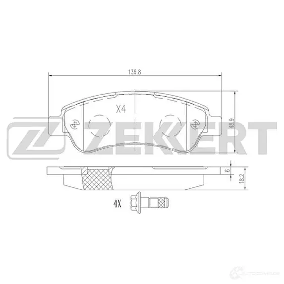 Тормозные колодки дисковые, комплект ZEKKERT 4316304 T P81CJP BS-1470
