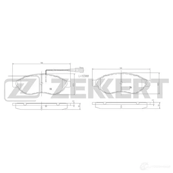 Тормозные колодки дисковые, комплект ZEKKERT F2 KKY9 BS-1469 4316303 изображение 0