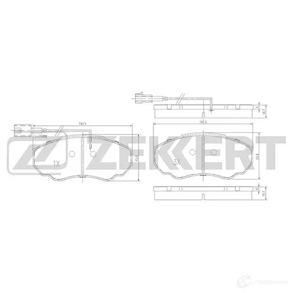 Тормозные колодки дисковые, комплект ZEKKERT 4ZXV P BS-1460 4316302 изображение 0