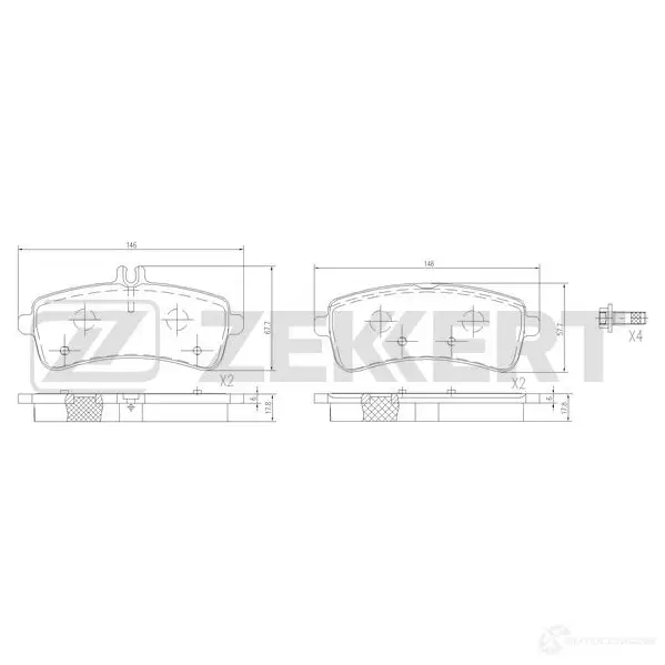 Тормозные колодки дисковые, комплект ZEKKERT 1439902264 BS-1413 JB5 QGK изображение 0