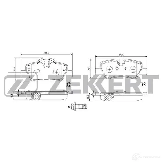 Тормозные колодки дисковые, комплект ZEKKERT C 7XF9CI 1437995855 BS-1397 изображение 0