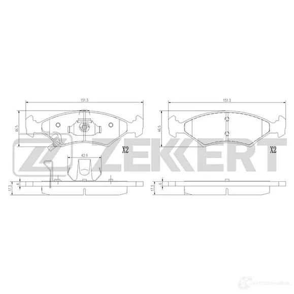 Тормозные колодки дисковые, комплект ZEKKERT BCCOD U BS-1392 1439902257