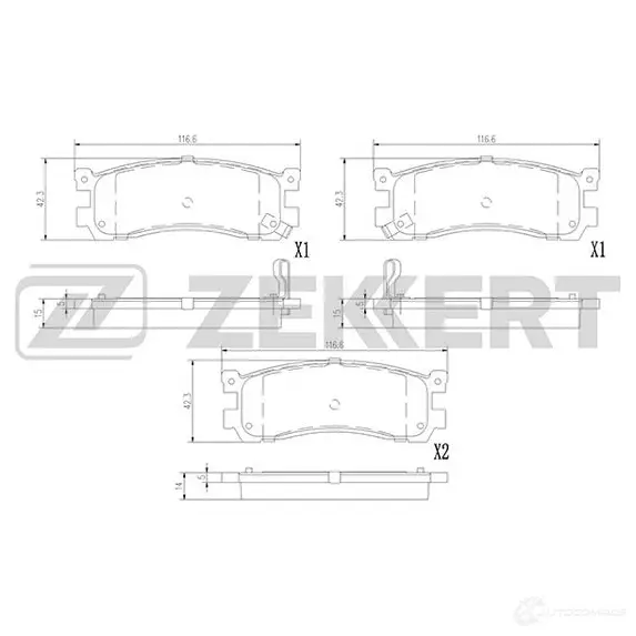Тормозные колодки дисковые, комплект ZEKKERT 1439902256 BS-1391 ZCM 1K изображение 0