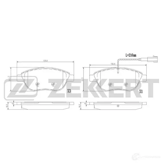 Тормозные колодки дисковые, комплект ZEKKERT 1EHW M BS-1389 1437995511 изображение 0